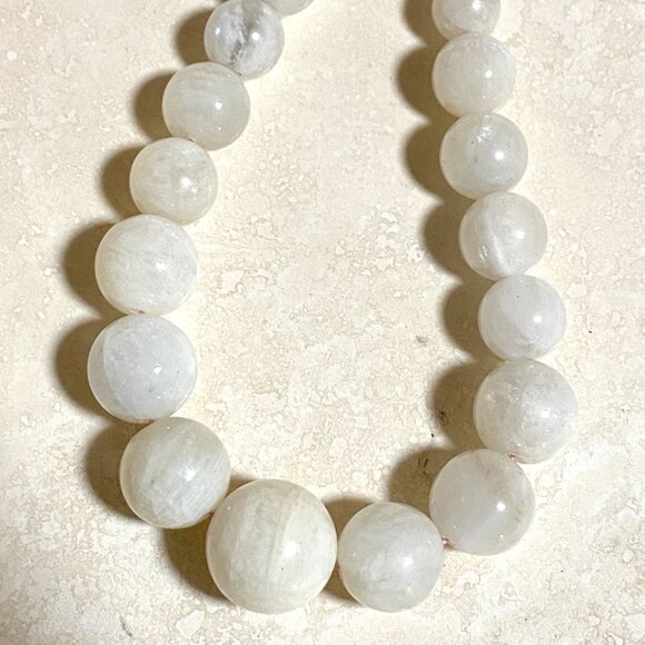 Genuine White Moonstone Graduated Bead Necklace,Classic Gemstone Beaded Necklace - Picture 7 of 17